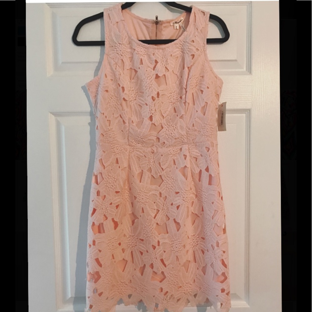 Blush Flower-Lace Shift Dress